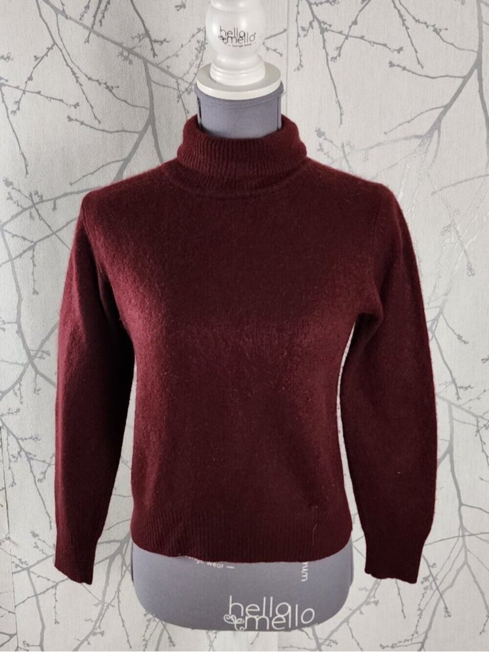 Iris Singer Burgundy 100% Cashmere Cropped Turtleneck Sweater